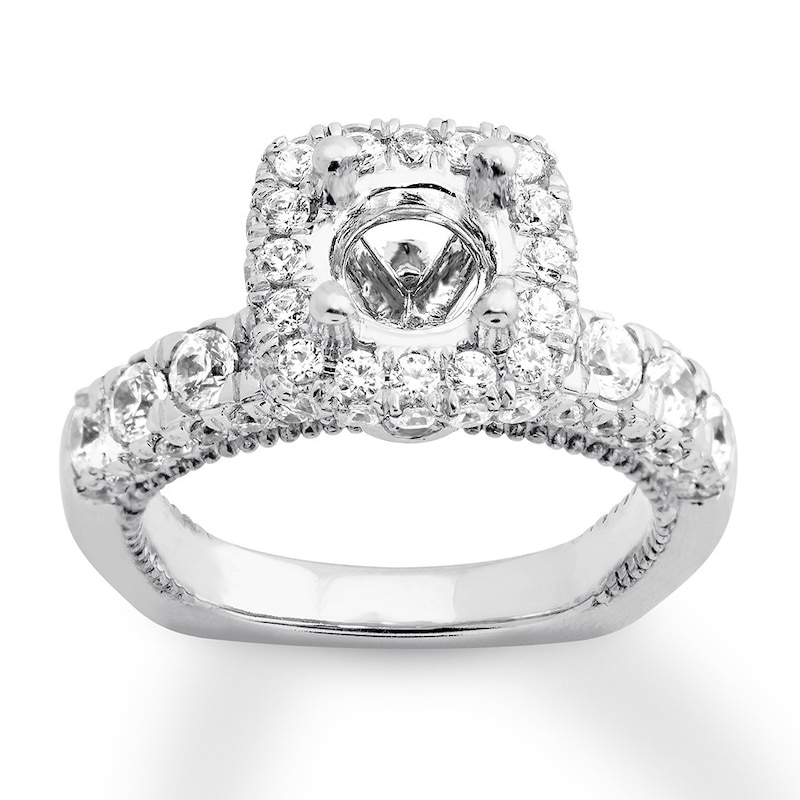Diamond Ring Setting 1-3/4 ct tw Round 18K White Gold