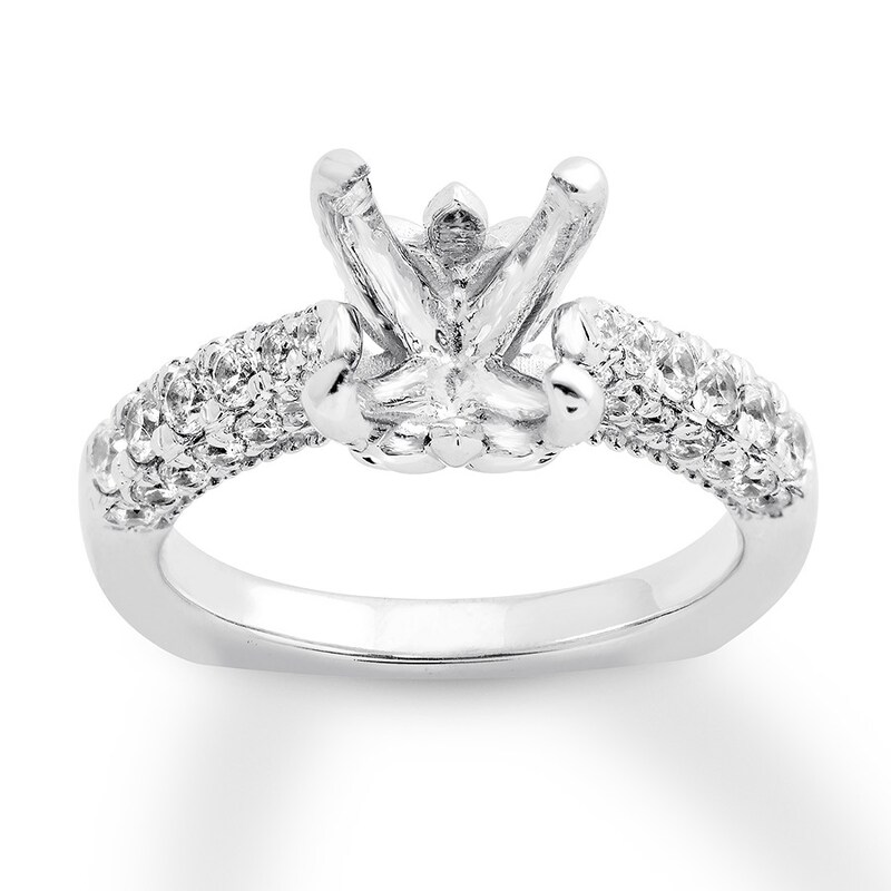 Diamond Ring Setting 3/4 ct tw Round 18K White Gold