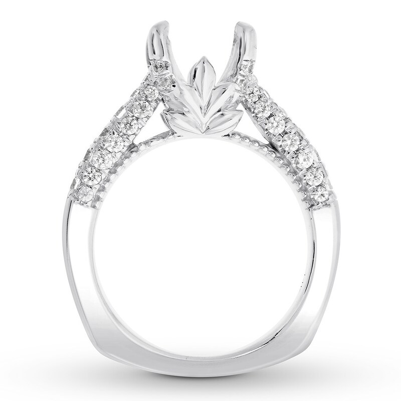 Diamond Ring Setting 3/4 ct tw Round 18K White Gold