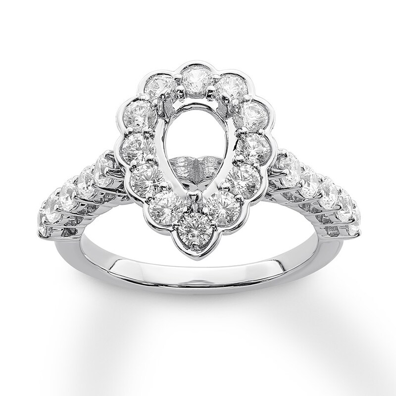 Diamond Ring Setting 1-1/8 carat tw Round 14K White Gold with 360
