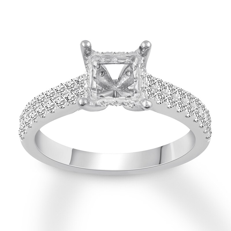 Diamond Engagement Ring Setting 1/2 ct tw Round 14K White Gold