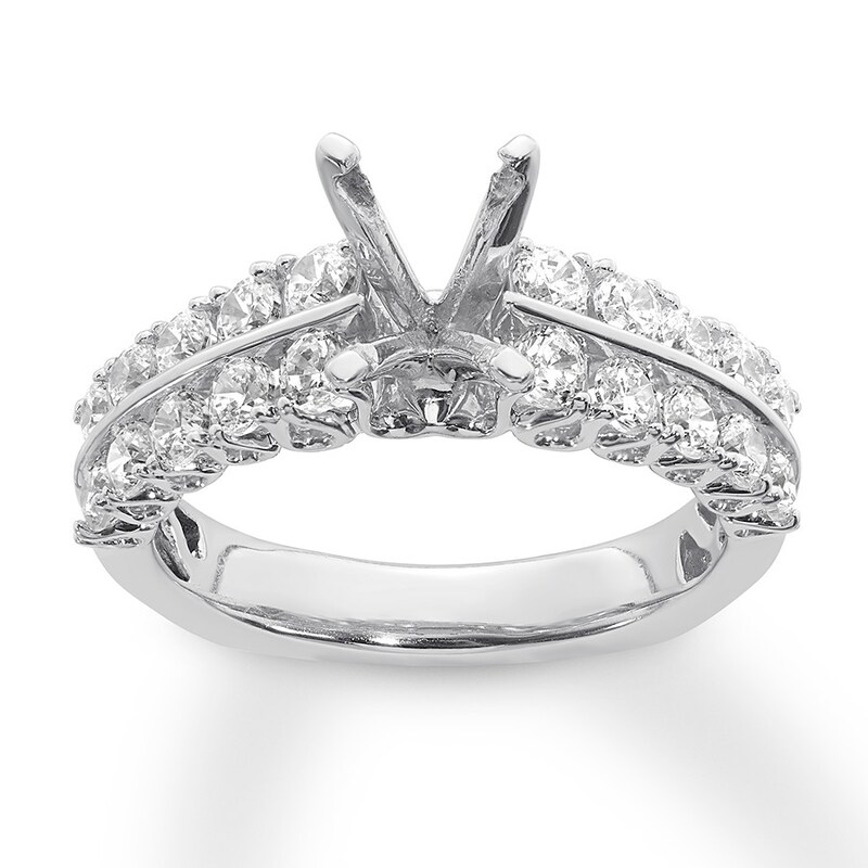 Diamond Ring Setting 1-1/8 ct tw Round 18K White Gold