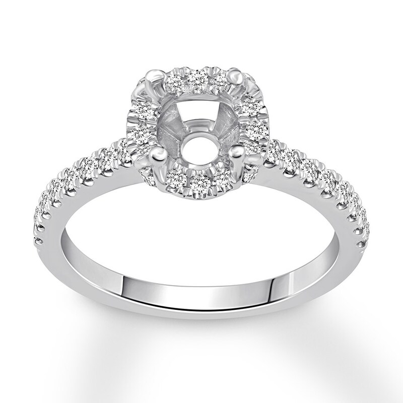 Diamond Engagement Ring Setting 3/8 ct tw Round 14K White Gold