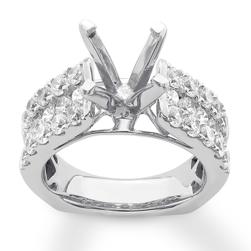 Diamond Engagement Ring Setting 1-3/4 ct tw Round 18K White Gold