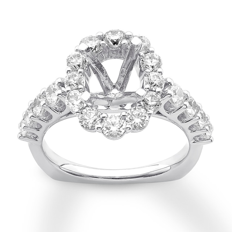 Diamond Ring Setting 1-3/8 ct tw Round 18K White Gold