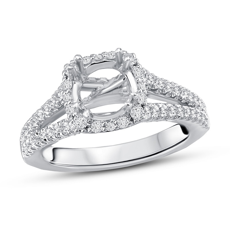 Diamond Engagement Ring Setting 5/8 ct tw Round 14K White Gold