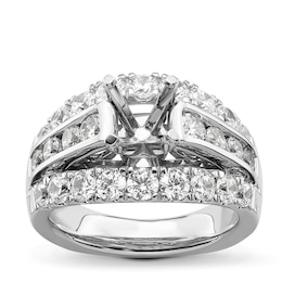 Hearts Desire Diamond Engagement Ring Setting 2-1/5 ct tw Round 18K White Gold