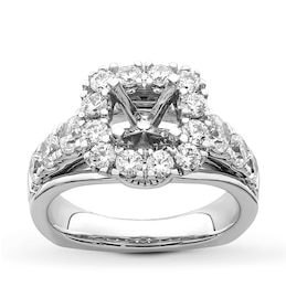 Diamond Engagement Ring Setting 1-1/2 ct tw Round 18K White Gold