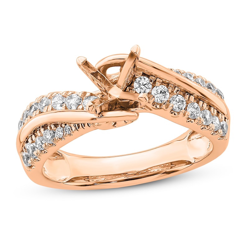 Diamond Engagement Ring Setting 1/2 ct tw Round 14K Rose Gold