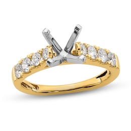 Diamond Engagement Ring Setting 5/8 ct tw Round 18K Yellow Gold
