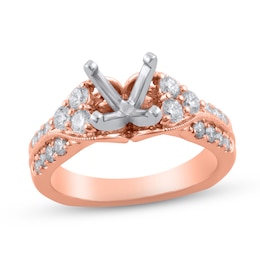 Diamond Engagement Ring Setting 3/4 ct tw Round 18K Rose Gold