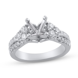 Diamond Engagement Ring Setting 3/4 ct tw Round 18K White Gold