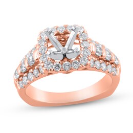 Diamond Engagement Ring Setting 1-1/4 ct tw Round 18K Rose Gold