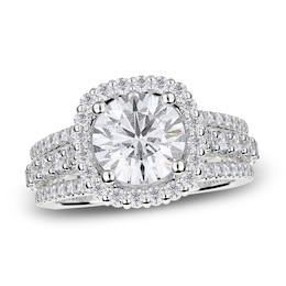 Michael M Diamond Engagement Ring Setting 1 ct tw Round 18K White Gold (Center diamond is sold separately)
