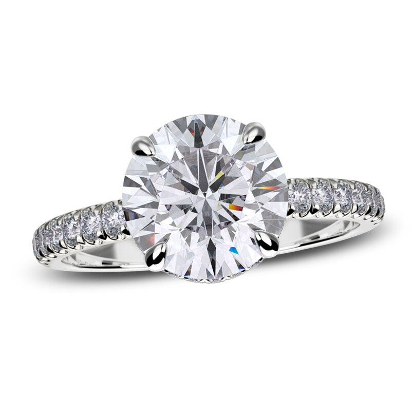 Michael M Diamond Engagement Ring Setting 1/3 ct tw Round 18K White Gold (Center diamond is sold separately)