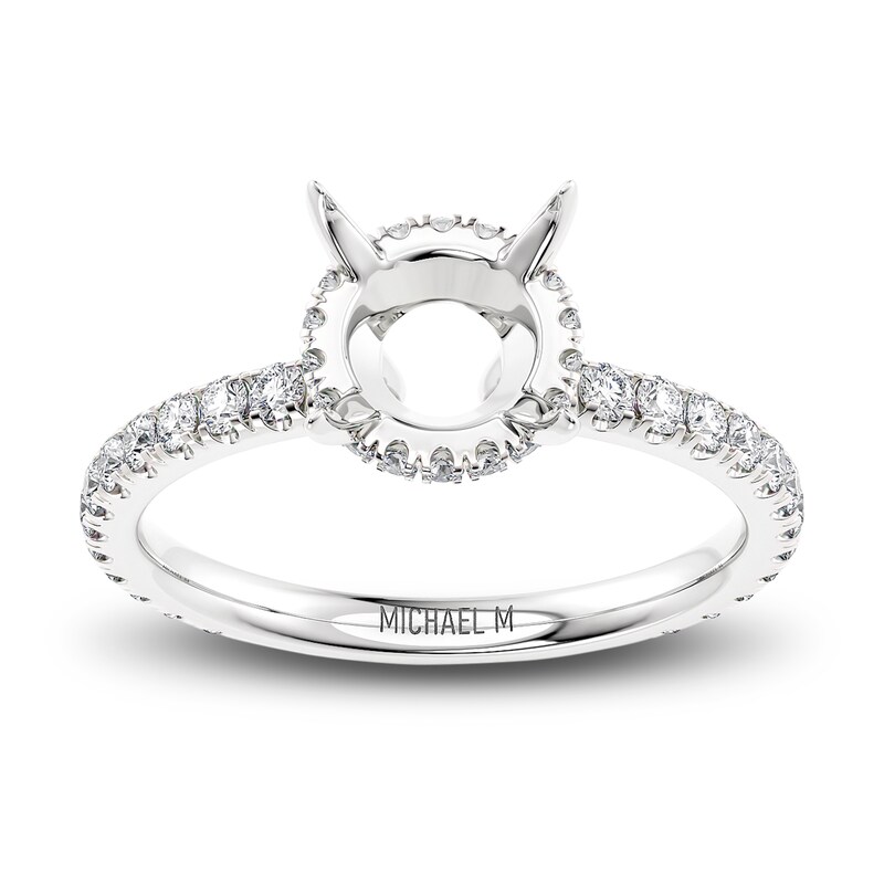Michael M Diamond Engagement Ring Setting 1/3 ct tw Round 18K White Gold (Center diamond is sold separately)