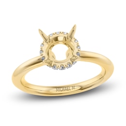 Michael M Diamond Engagement Ring Setting 1/15 ct tw Round 18K Yellow Gold (Center diamond is sold separately)