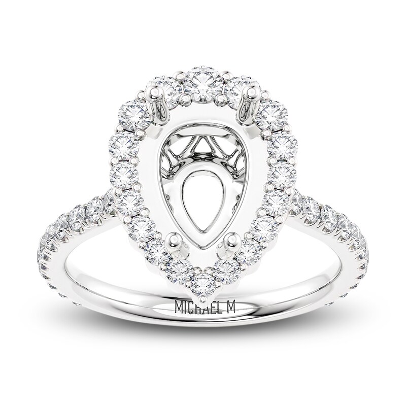 Michael M Diamond Engagement Ring Setting 5/8 ct tw Round 18K White Gold (Center diamond is sold separately)