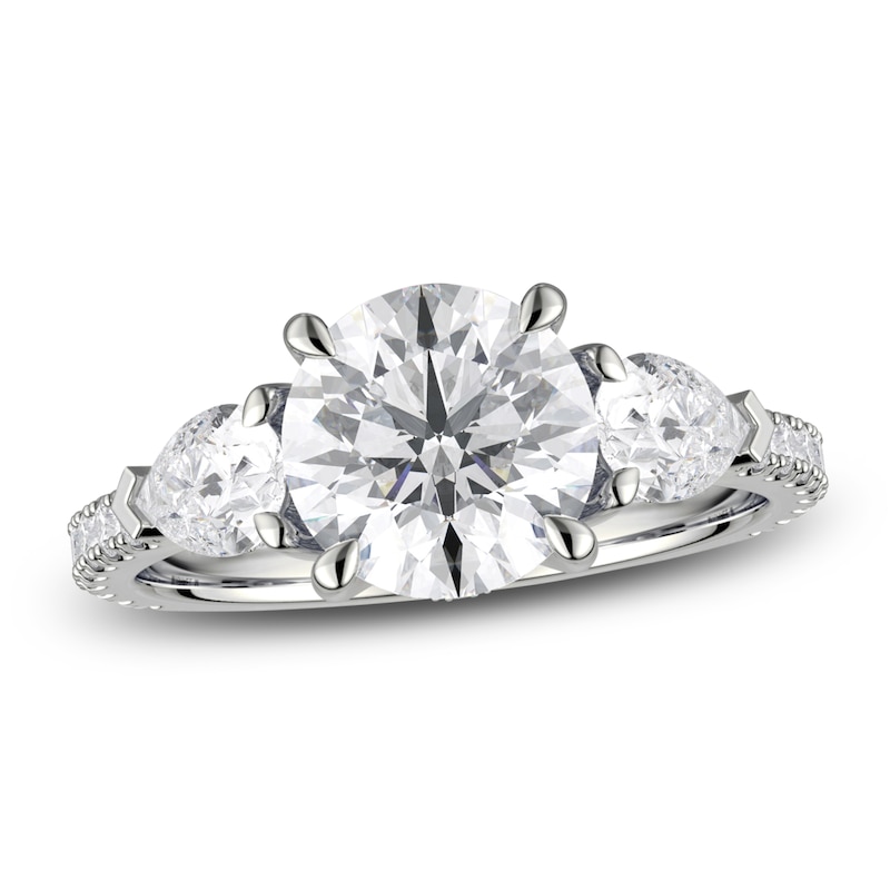 Michael M Diamond Engagement Ring Setting 7/8 ct tw Round/Pear 18K White Gold (Center diamond is sold separately)