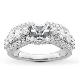 Hearts Desire Diamond Engagement Ring Setting 1-1/2 ct tw Round 18K White Gold