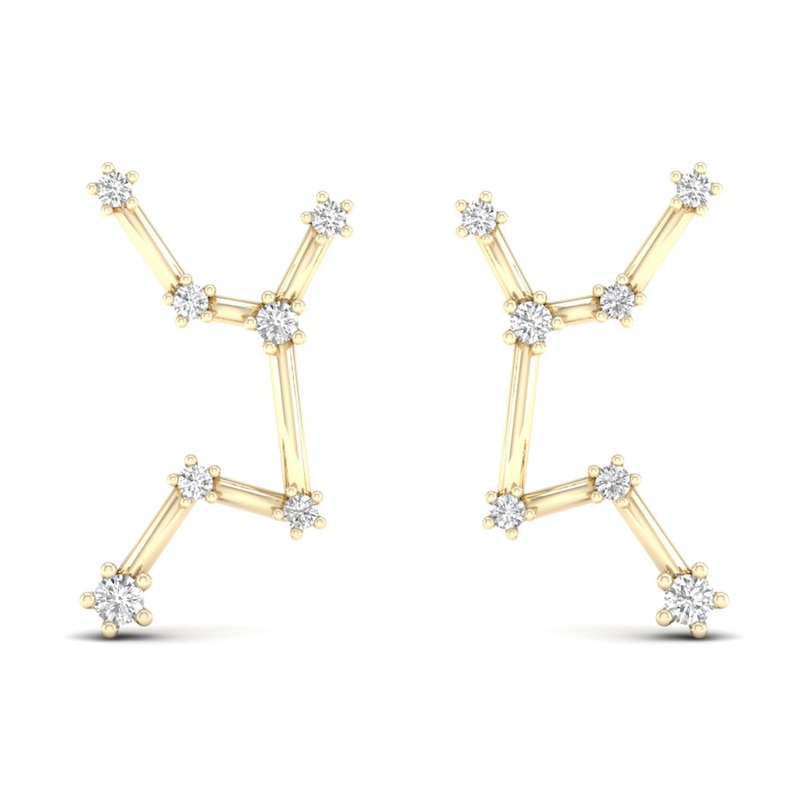 Main Image 1 of Diamond Virgo Constellation Earrings 1/8 ct tw Round 14K Yellow Gold