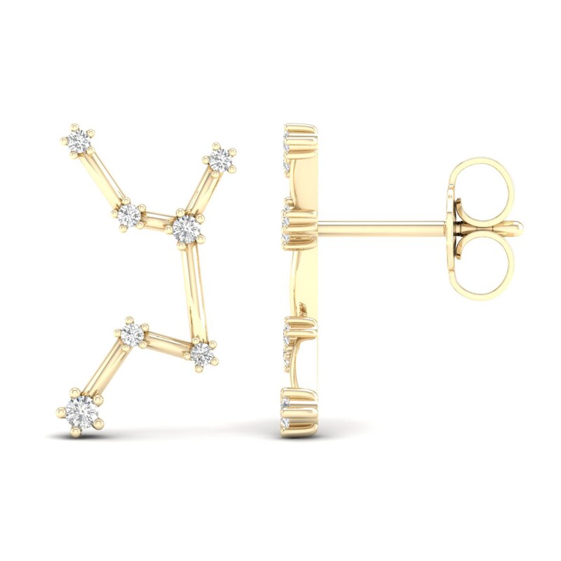 Main Image 2 of Diamond Virgo Constellation Earrings 1/8 ct tw Round 14K Yellow Gold