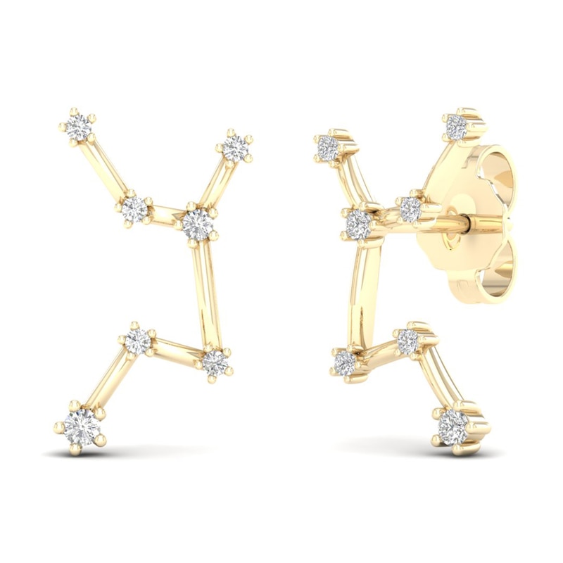 Main Image 4 of Diamond Virgo Constellation Earrings 1/8 ct tw Round 14K Yellow Gold
