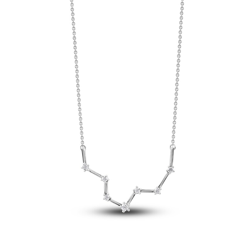 Main Image 1 of Diamond Pisces Constellation Necklace 1/6 ct tw Round 14K White Gold