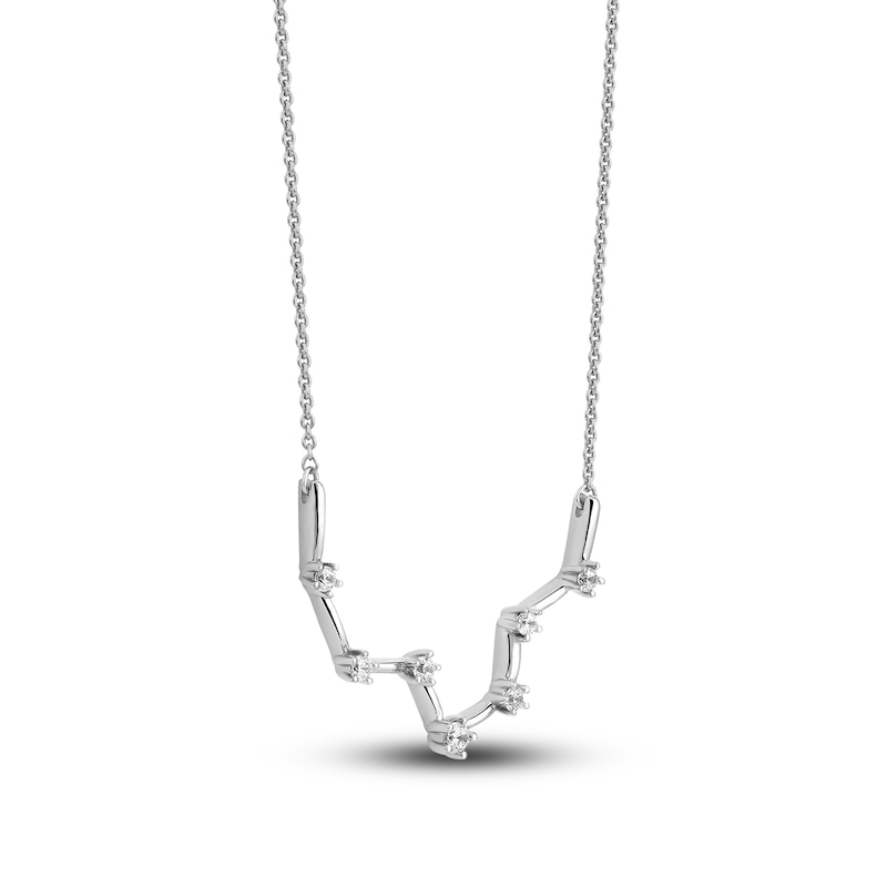 Main Image 2 of Diamond Pisces Constellation Necklace 1/6 ct tw Round 14K White Gold