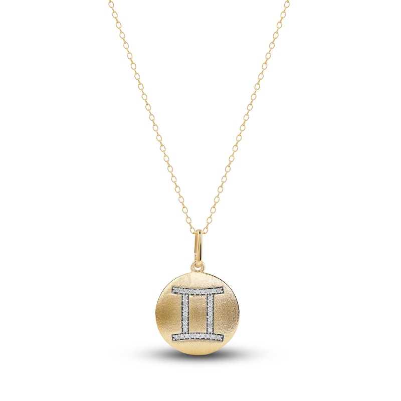 Main Image 1 of Diamond Gemini Zodiac Pendant Necklace 1/10 ct tw Round 14K Yellow Gold