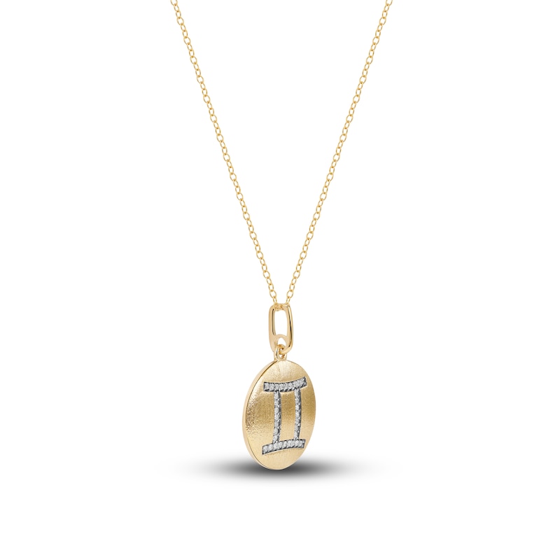 Main Image 2 of Diamond Gemini Zodiac Pendant Necklace 1/10 ct tw Round 14K Yellow Gold