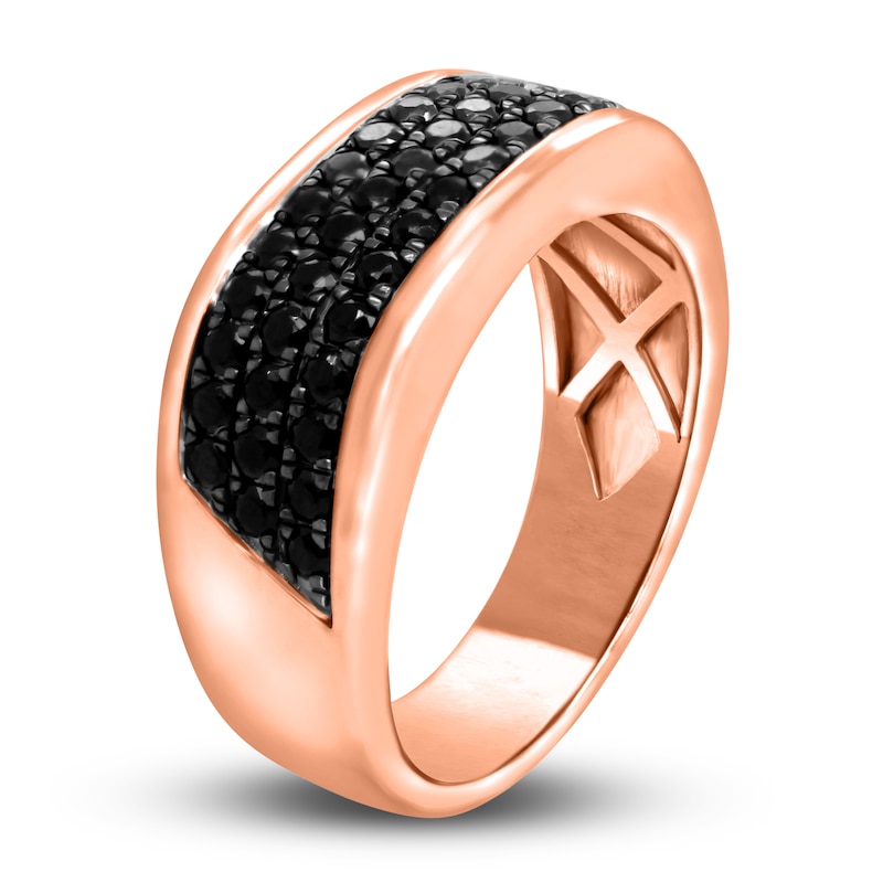 Main Image 2 of Men's Black Diamond Anniversary Ring 1 ct tw Round 14K Rose Gold