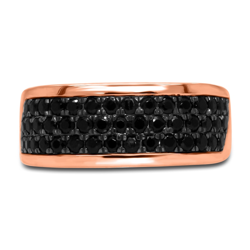Main Image 3 of Men's Black Diamond Anniversary Ring 1 ct tw Round 14K Rose Gold
