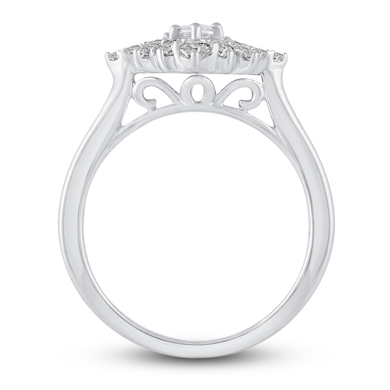 Main Image 2 of Diamond Halo Engagement Ring 7/8 ct tw Marquise/Round 14K White Gold