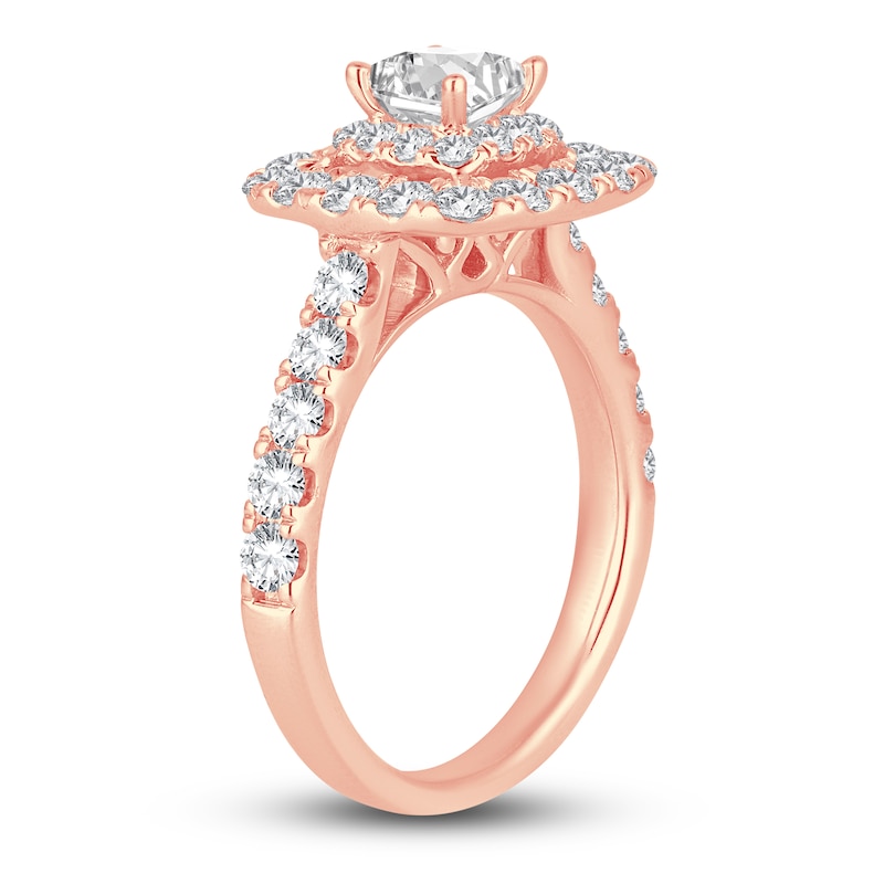 Main Image 2 of Diamond Engagement Ring 2 ct tw Round/Princess 14K Rose Gold