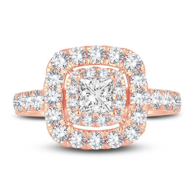 Main Image 3 of Diamond Engagement Ring 2 ct tw Round/Princess 14K Rose Gold