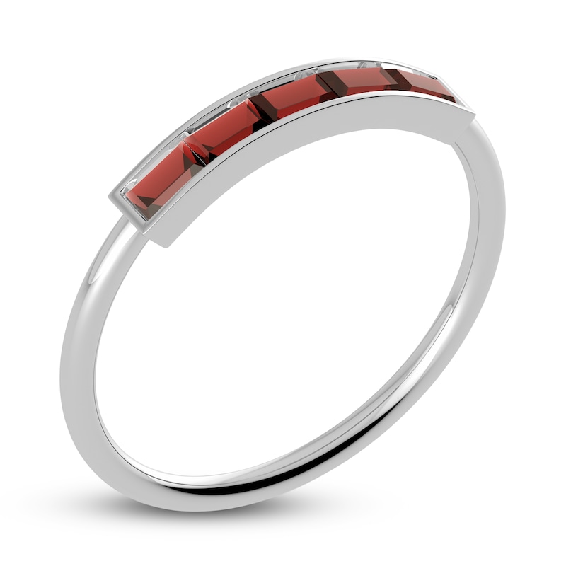 Main Image 2 of Juliette Maison Natural Garnet Baguette Bar Ring 10K White Gold