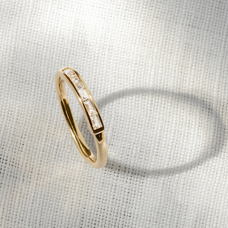 Main Image 4 of Juliette Maison Natural Garnet Baguette Bar Ring 10K White Gold