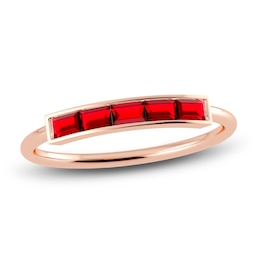 Juliette Maison Natural Ruby Baguette Bar Ring 10K Rose Gold