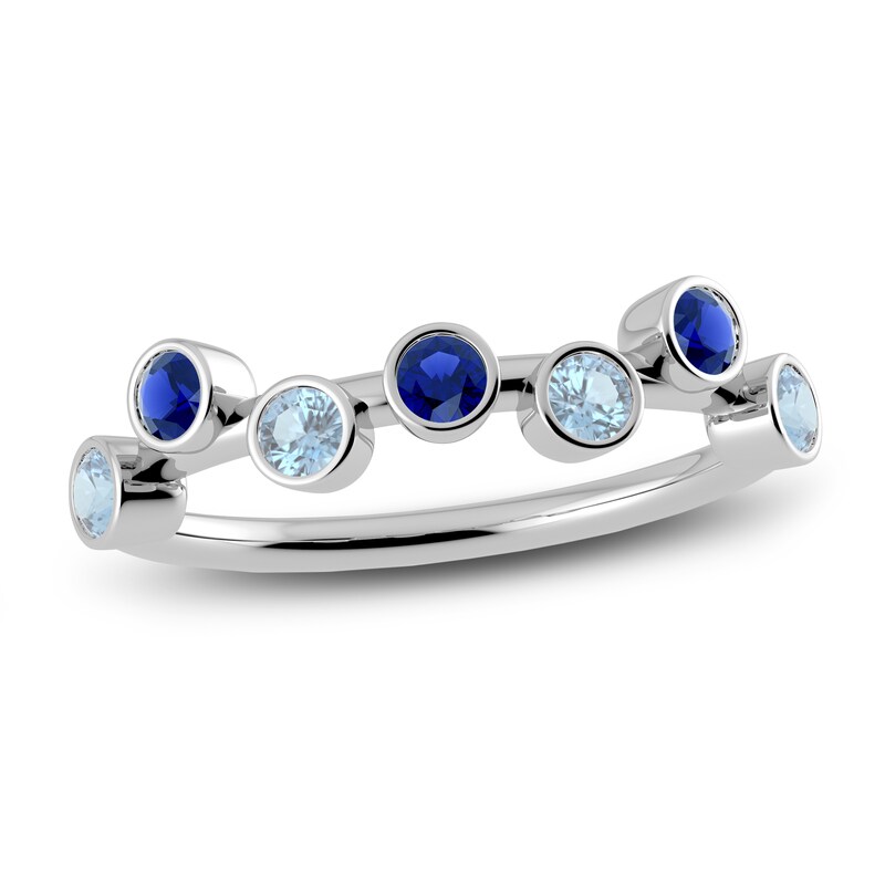 Main Image 1 of Juliette Maison Natural Aquamarine & Natural Blue Sapphire Ring 10K White Gold