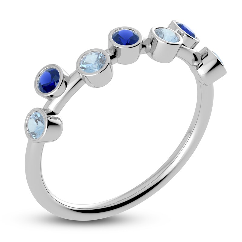 Main Image 2 of Juliette Maison Natural Aquamarine & Natural Blue Sapphire Ring 10K White Gold