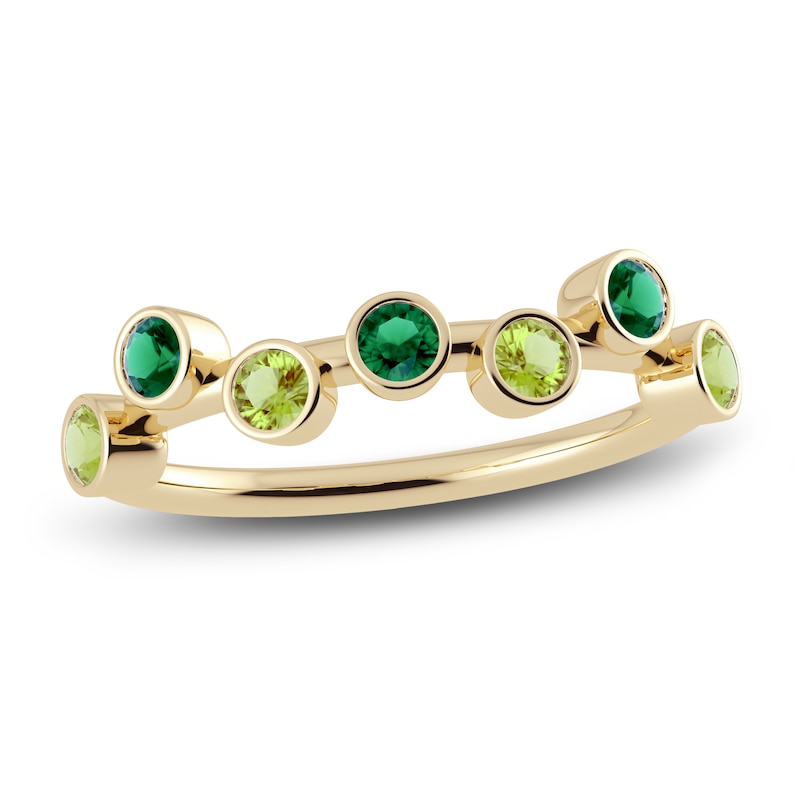Main Image 1 of Juliette Maison Natural Emerald & Natural Peridot Ring 10K Yellow Gold
