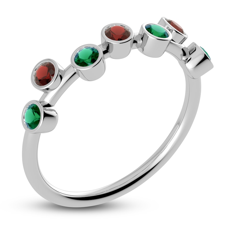 Main Image 2 of Juliette Maison Natural Emerald & Natural Garnet Ring 10K White Gold