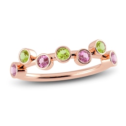 Juliette Maison Natural Peridot & Natural Pink Tourmaline Ring 10K Rose Gold