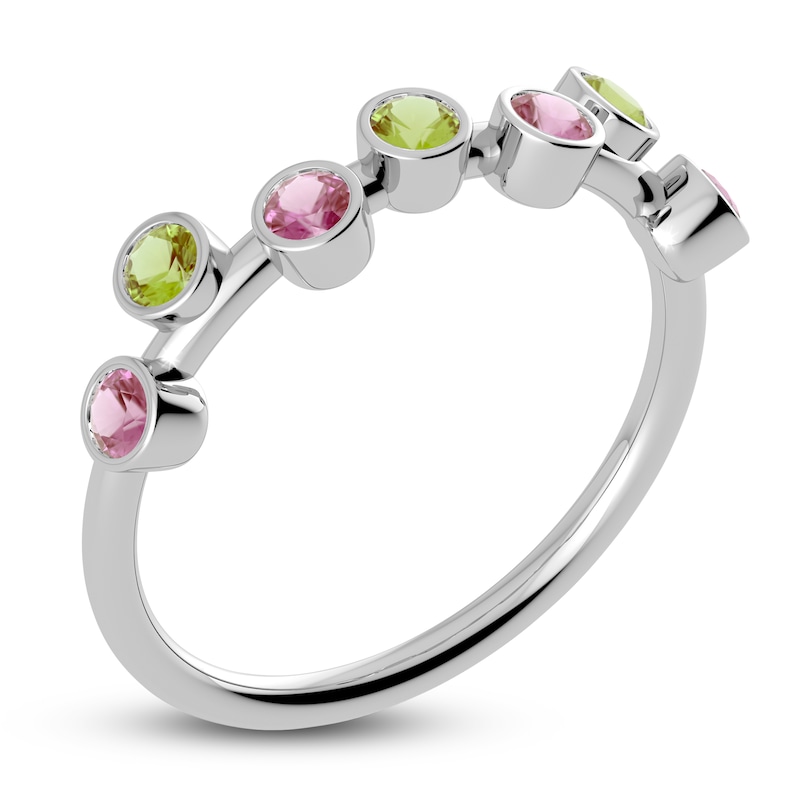 Main Image 2 of Juliette Maison Natural Peridot & Natural Pink Tourmaline Ring 10K White Gold