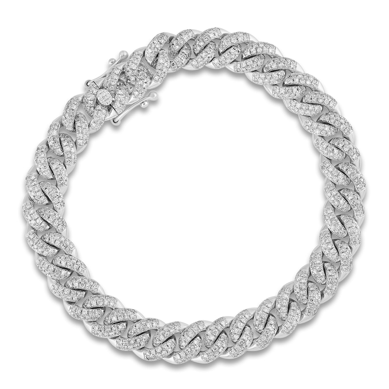 Main Image 1 of Diamond Cuban Link Bracelet 2-7/8 ct tw Round 10K White Gold 7"