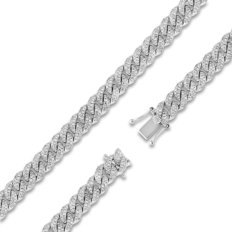 Main Image 3 of Diamond Cuban Link Bracelet 2-7/8 ct tw Round 10K White Gold 7"
