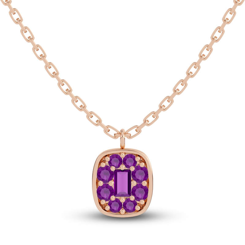 Juliette Maison Natural Amethyst Pendant Necklace 10K Rose Gold