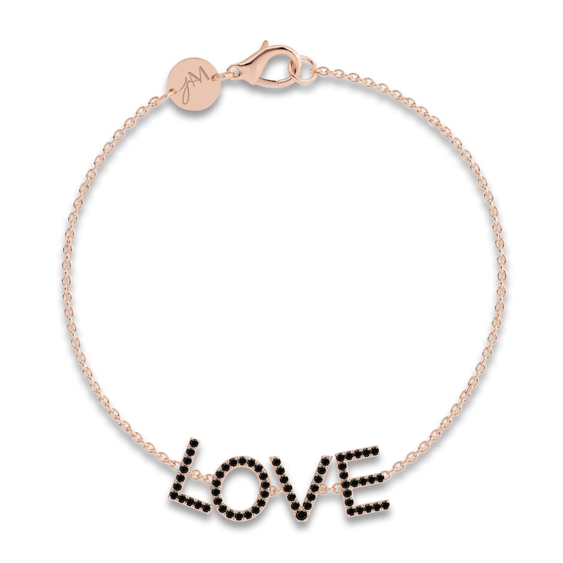 Main Image 1 of Juliette Maison Black Diamond Station Name Bracelet 1-1/8 ct tw Round 10K Rose Gold
