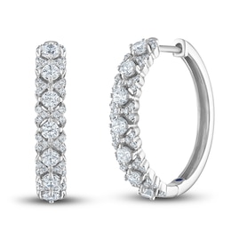 Vera Wang WISH Diamond Hoop Earrings 1 ct tw Round 10K White Gold